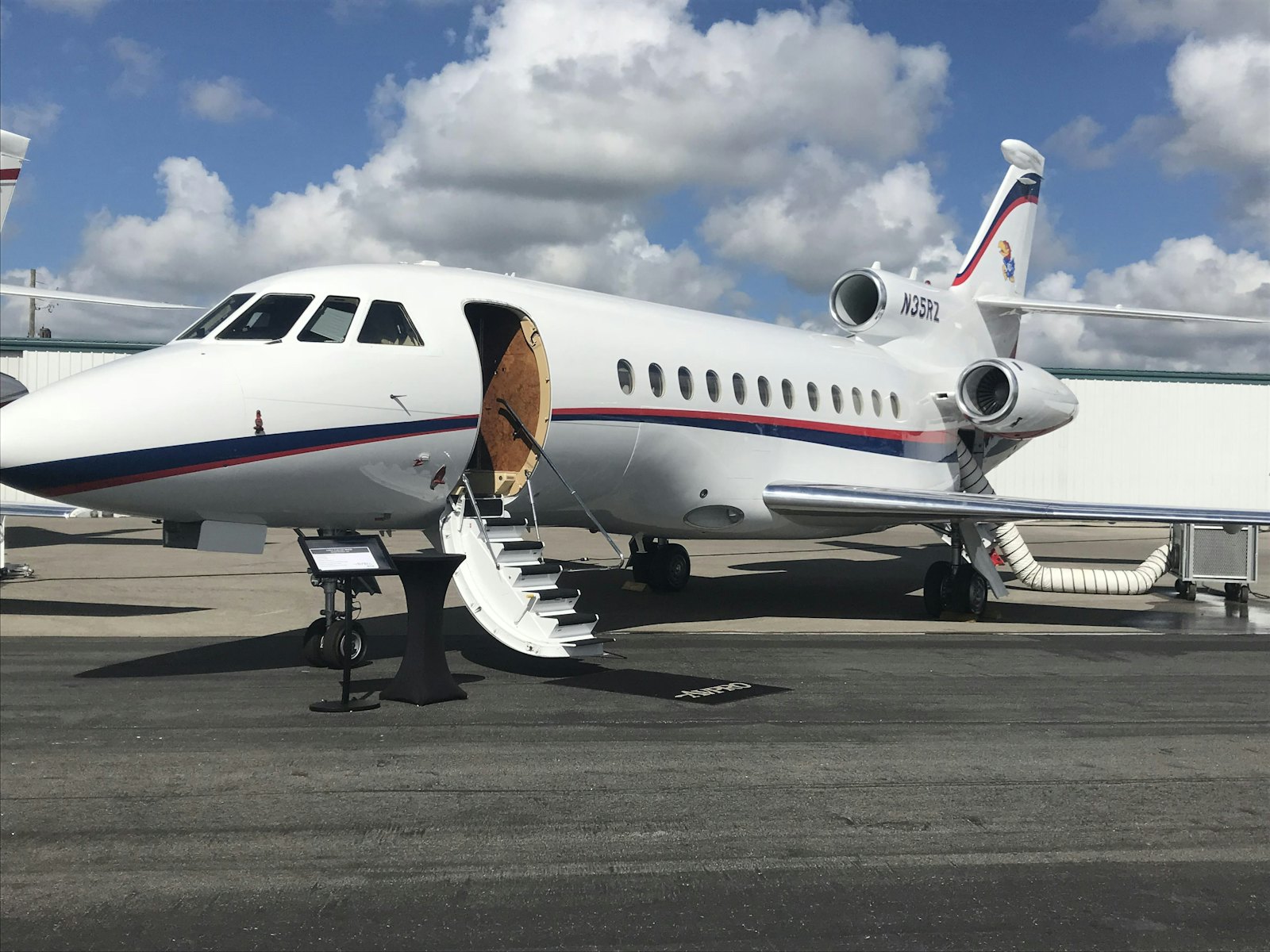 Business aircraft parked on an apron